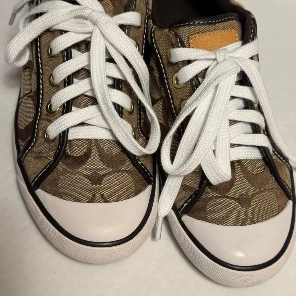 Coach Women's Barrett Signature Sneakers in a brown monogram size 7,5